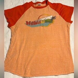 True Vintage Hollister Surf Hawaii Raw Hem Cap Sleeve Tee T Shirt Top Large